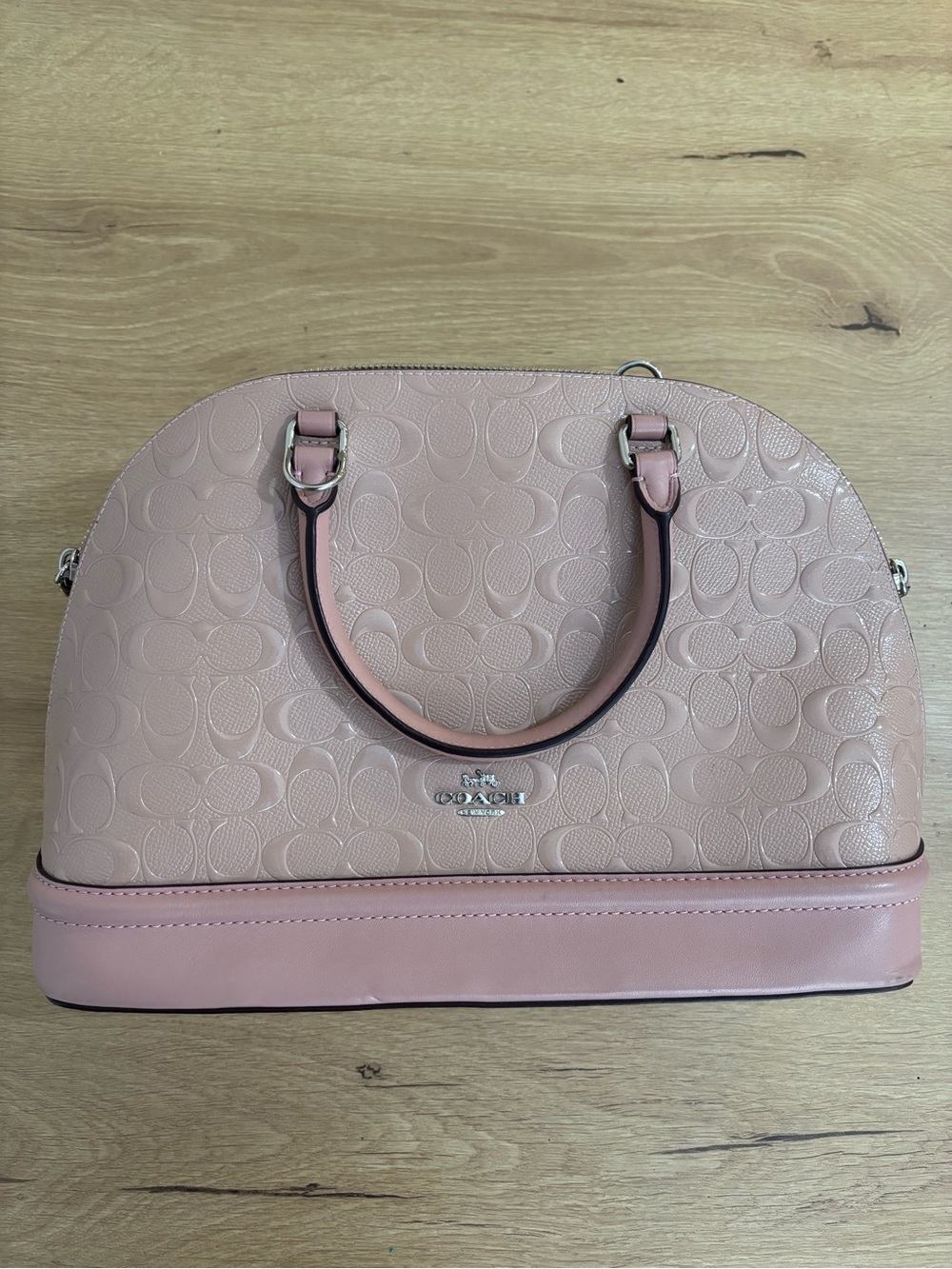 Coach 2 pc Matching Signature Debossed Patent Leather Mini Sierra Satchel Pink